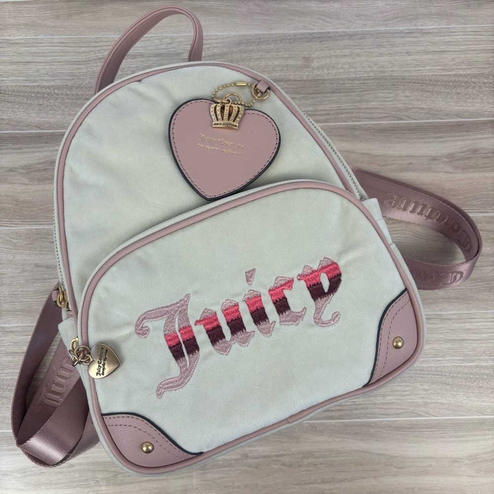 Juicy Couture Retro Vibe Pink and Cream Backpack